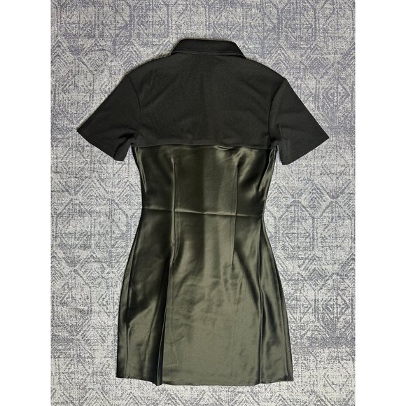 Nanushka Heceta Mesh Jersey & Slip Satin Fabric Blocked Mini Dress - Picture 2 of 12
